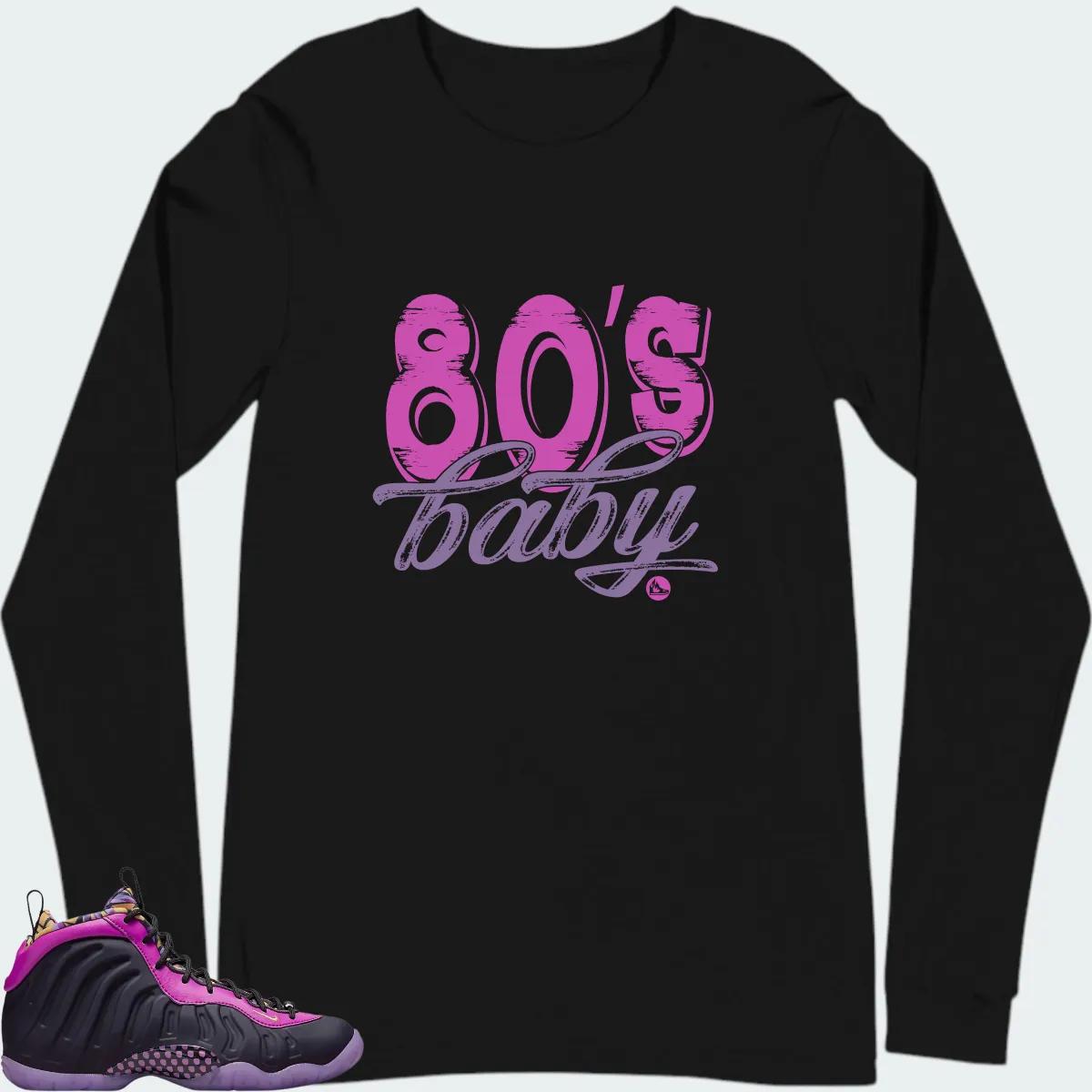 Nike Little Posite One Cave Purple (GS) Sneaker Matching Long Sleeve T-Shirt(80s baby)