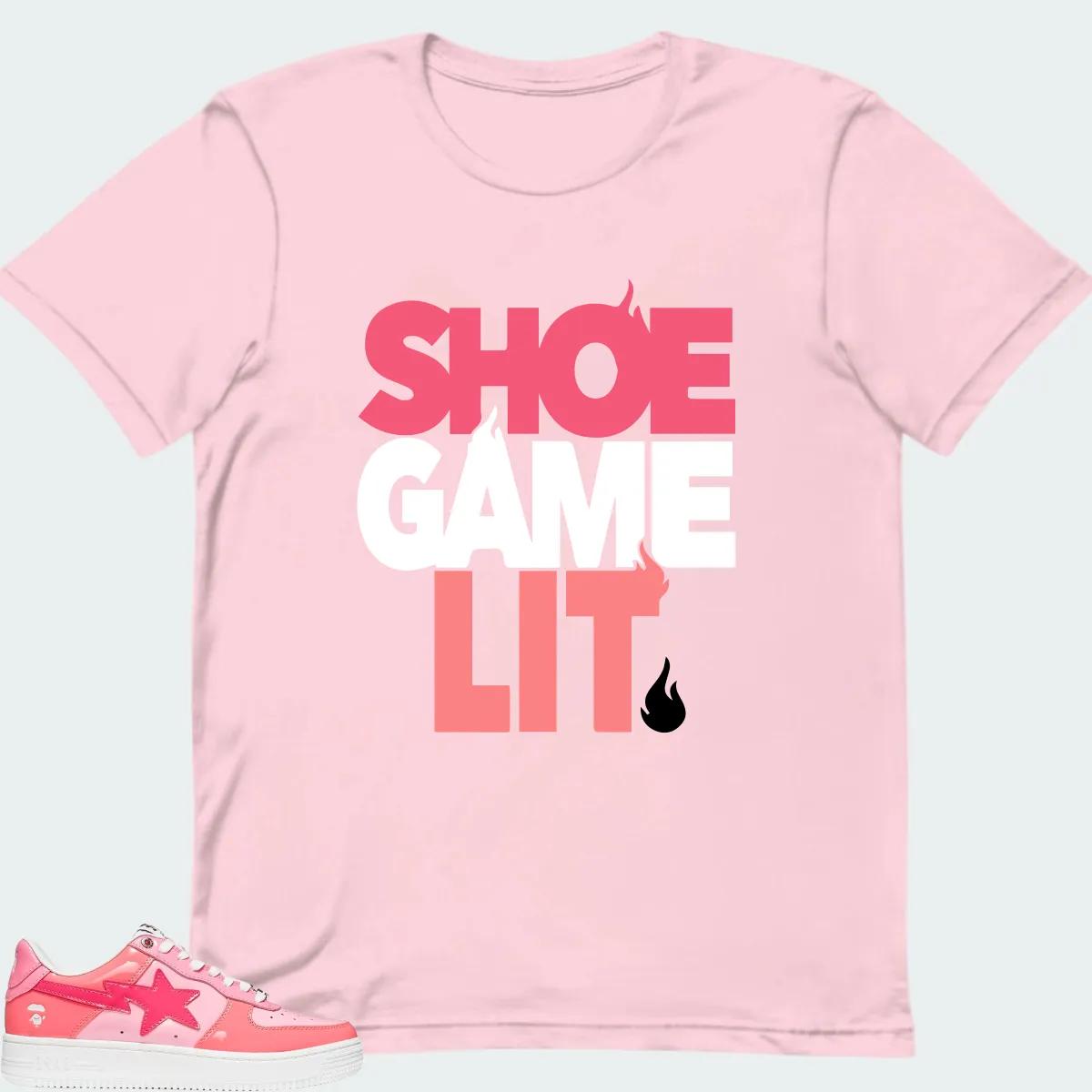 A Bathing Ape Bape Sta Low  Color Camo Combo Pink Sneaker Matching T-Shirt(Shoe Game Lit)